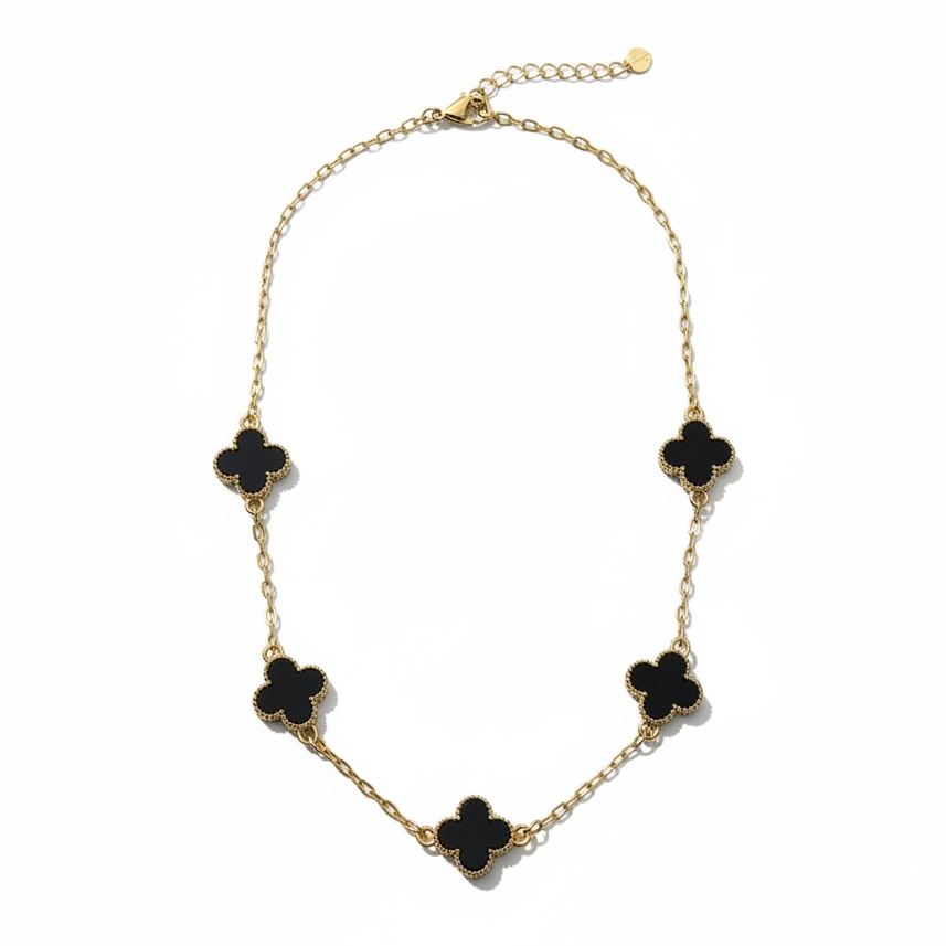 Clover Necklace Short Gold/Black