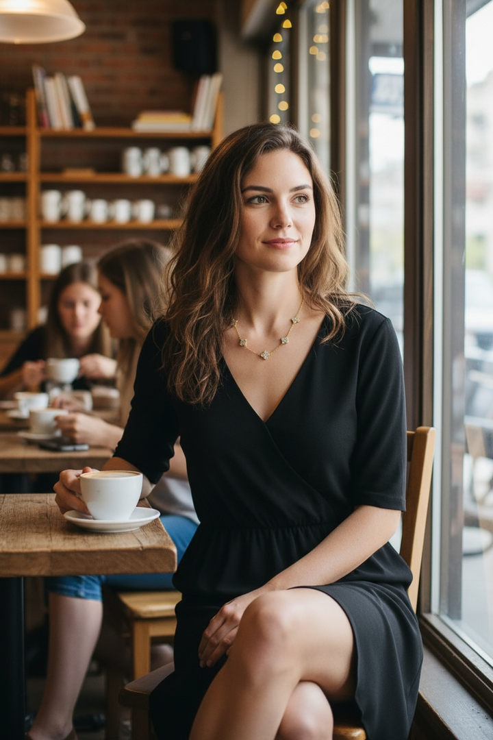 Clover Necklace Short Gold/Diamante