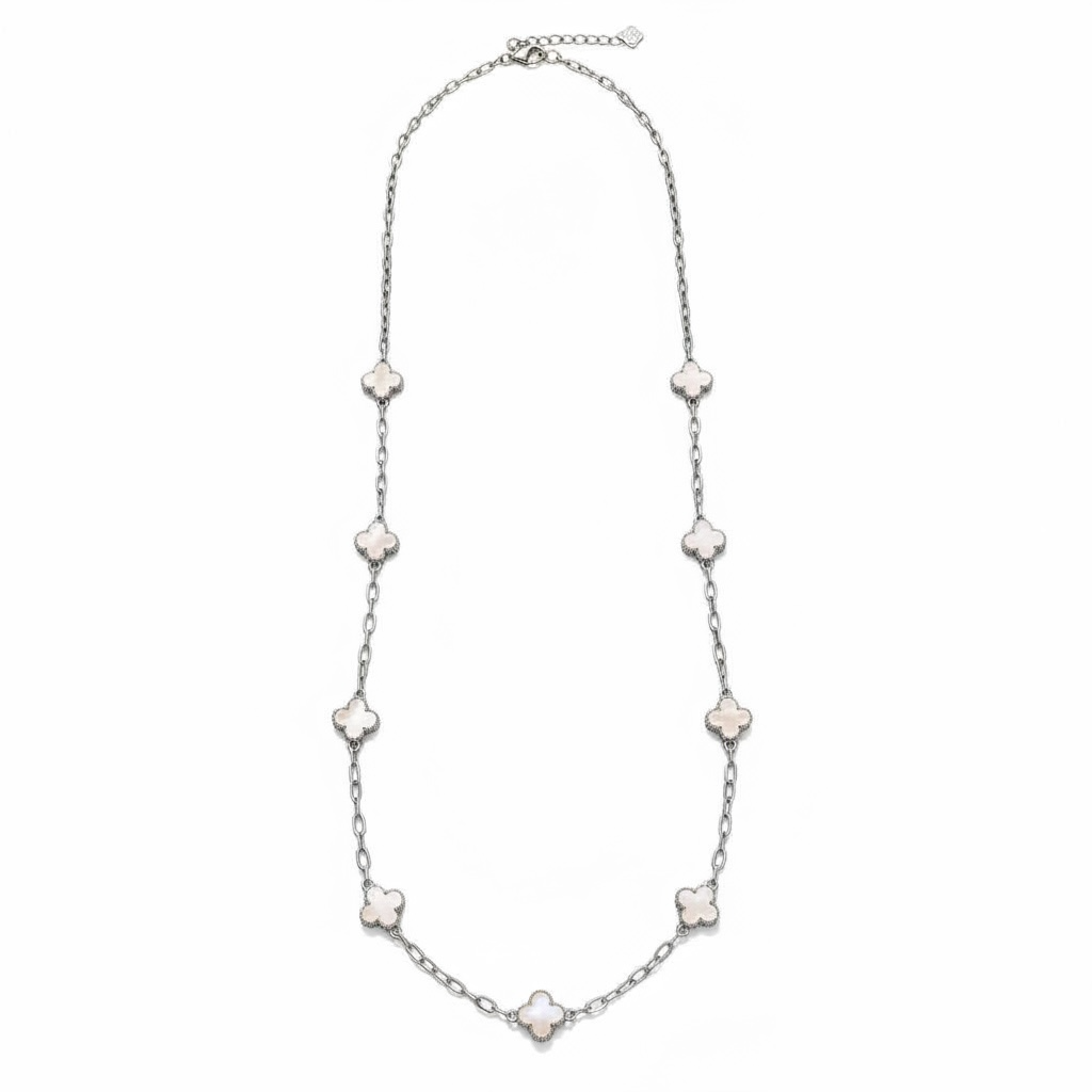 Clover Necklace Long Gold/Ivory