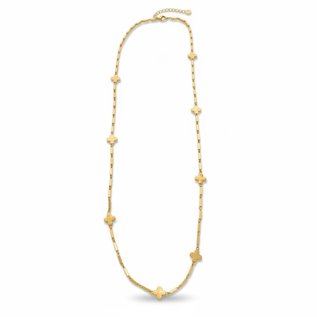 Clover Necklace Long Chunky Gold