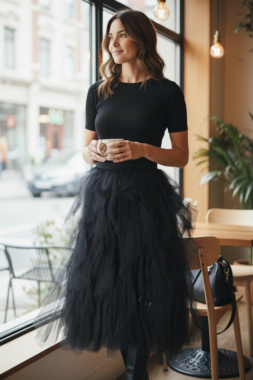 Fiorella Frill Skirt Black