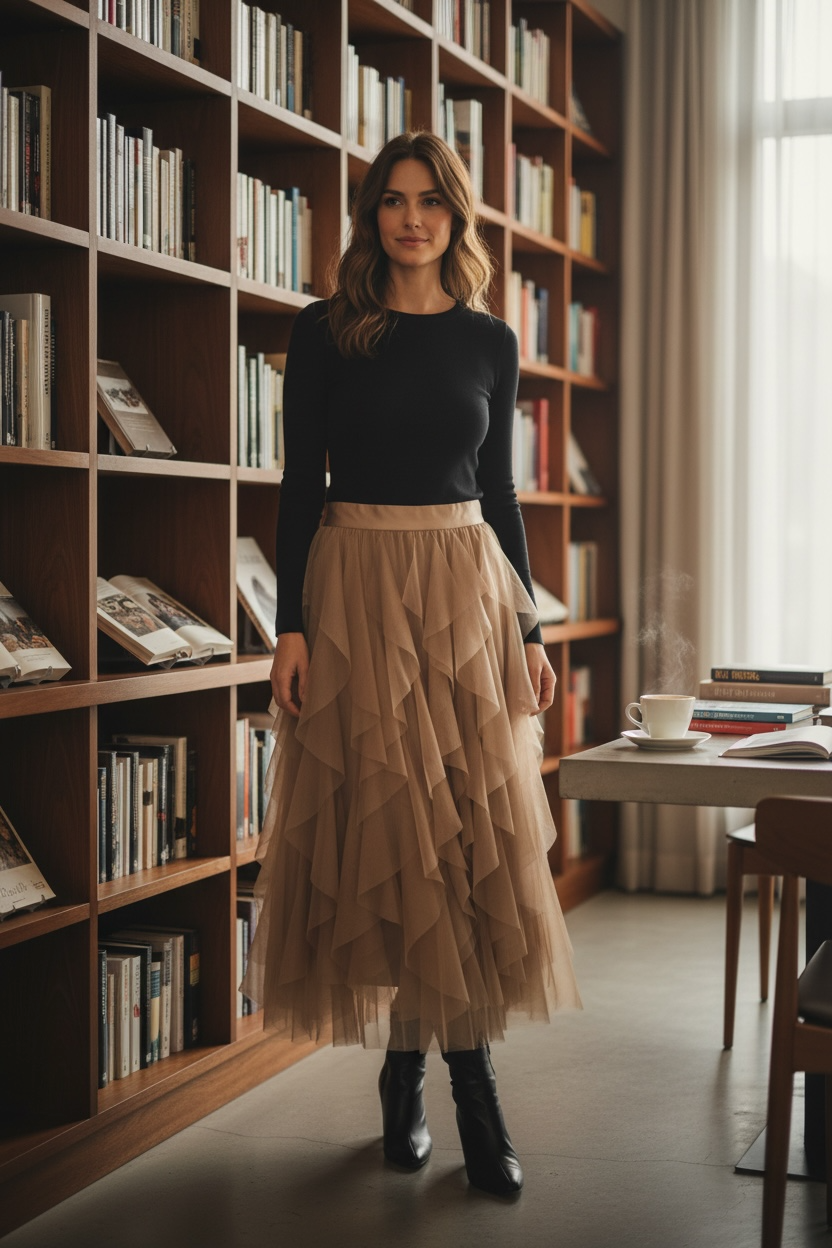 Fiorella Frill Skirt Coffee