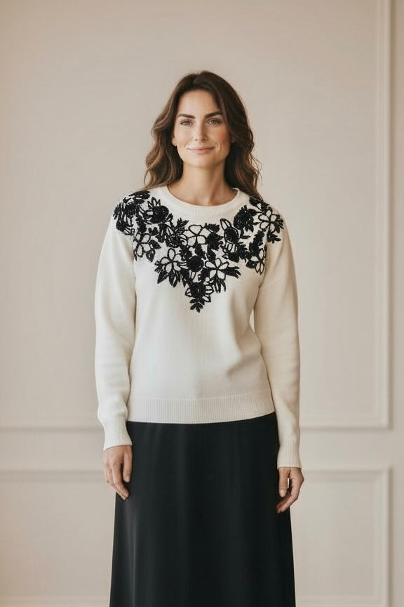 Fioretta Embroidered Jumper Cream