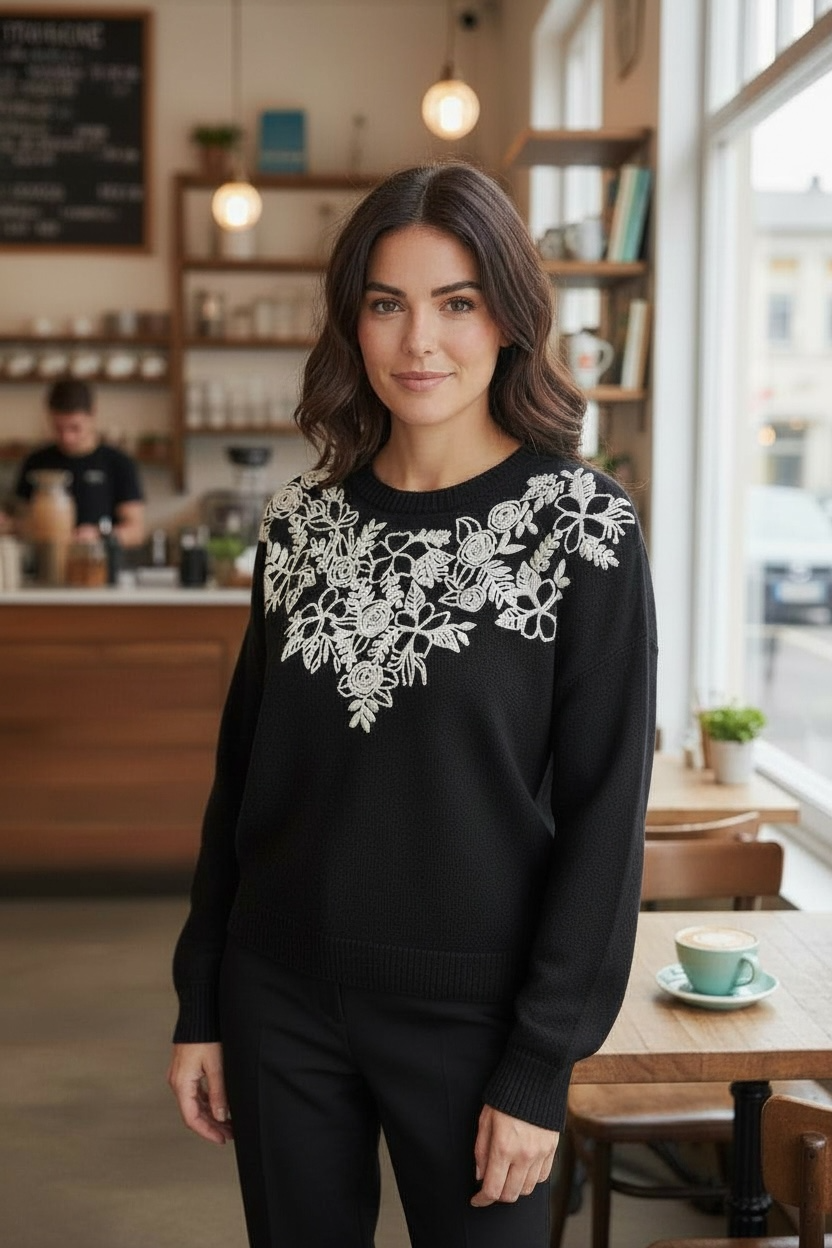Fioretta Embroidered Jumper Black