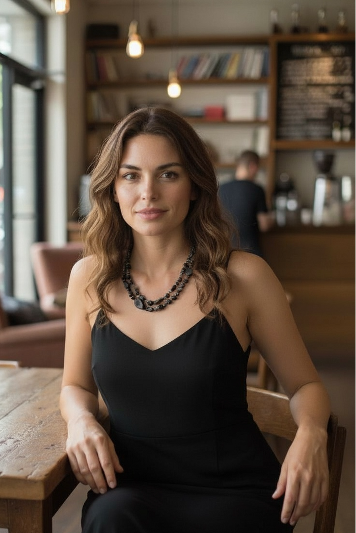 Venus Beaded Necklace Midnight Black