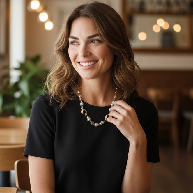 Petula Pearl Short Necklace Gold