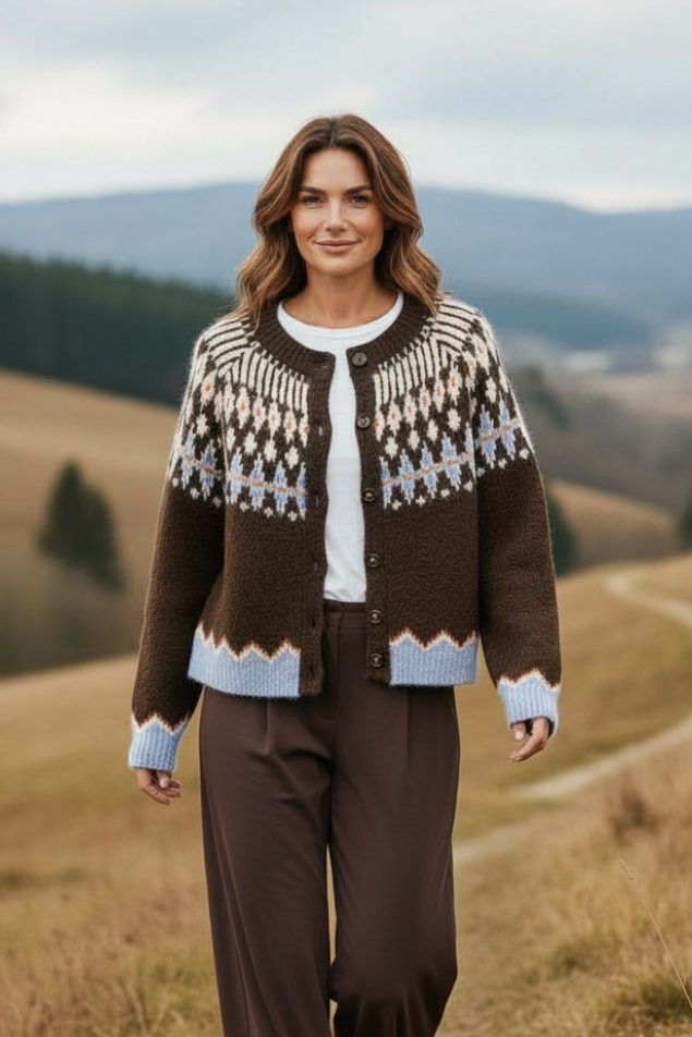Nesta Nordic Cardigan Chocolate