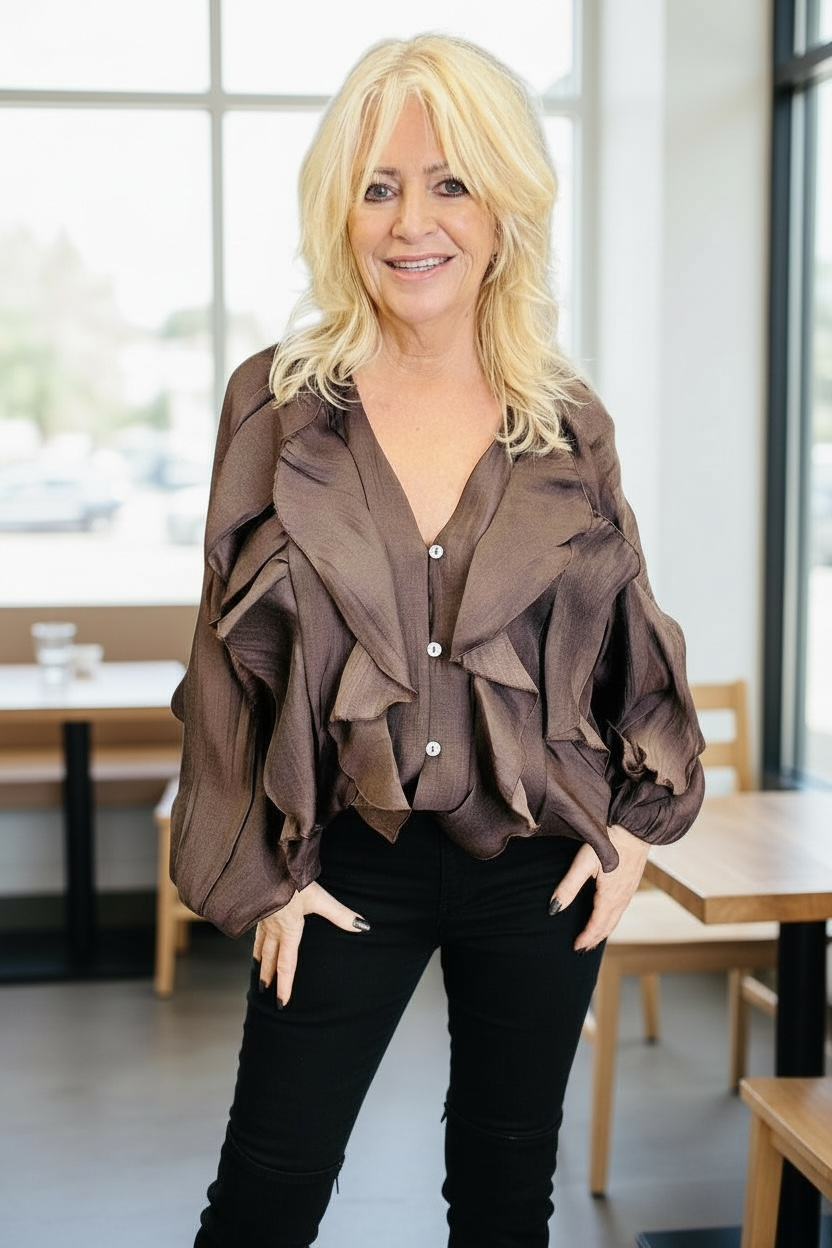 Ravenna Ruffle Top Chocolate