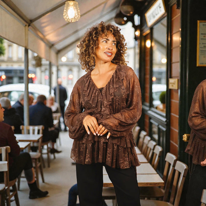 Giovanna Lace Blouse Chocolate