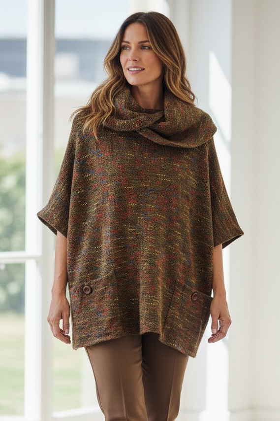 Oversize Cowl Tunic Chocolate CUT LABEL