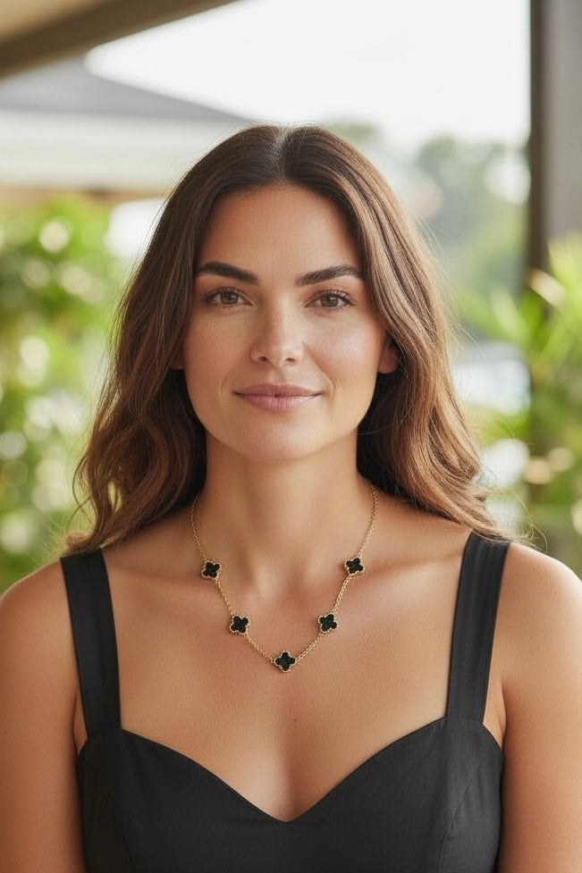 Clover Necklace Short Gold/Black