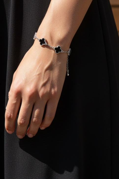 Clover Bracelet Silver/Black