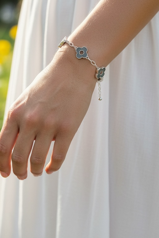 Clover Bracelet Silver/Slate