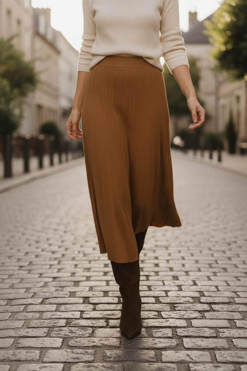 Rachel Ribbed Skirt Coffee