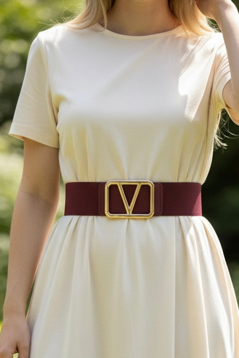 Galentino Stretch Belt Wine/Gold