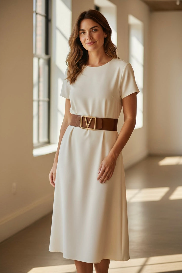 Galentino Stretch Belt Coffee/Gold