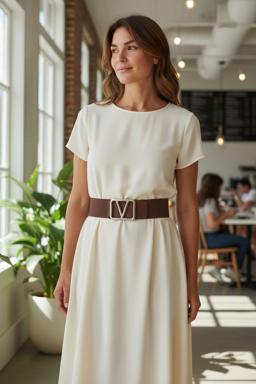 Galentino Stretch Belt Choc/Silver