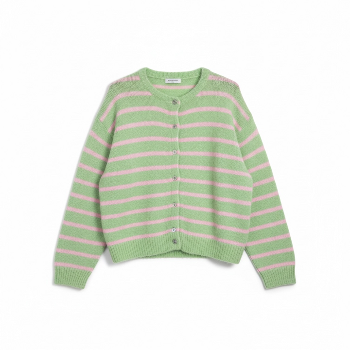 Shannon Stripe Cardigan Apple Green/Pink