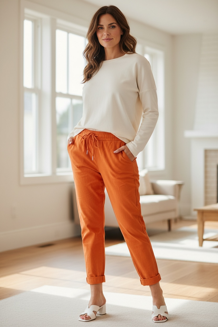 Lurex Tie Magic Pants Orange