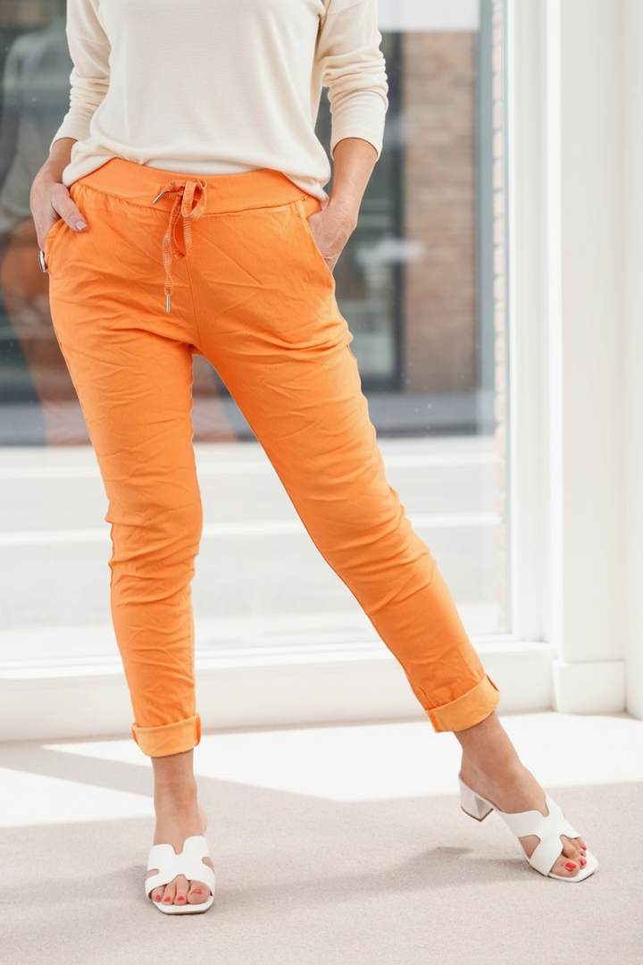 Lurex Tie Magic Pants Orange