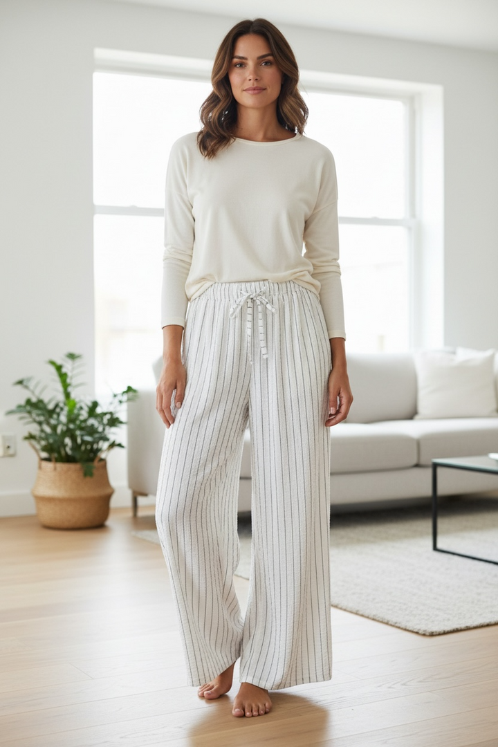 Avery Pinstripe Trousers White