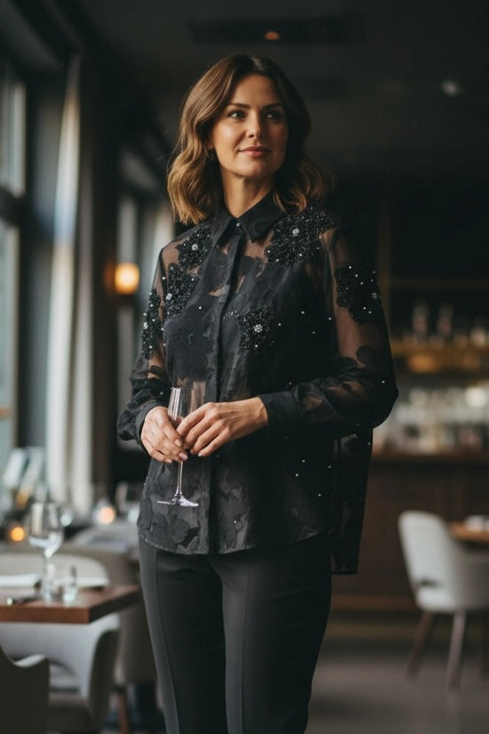 Eloise Embossed Shirt Black