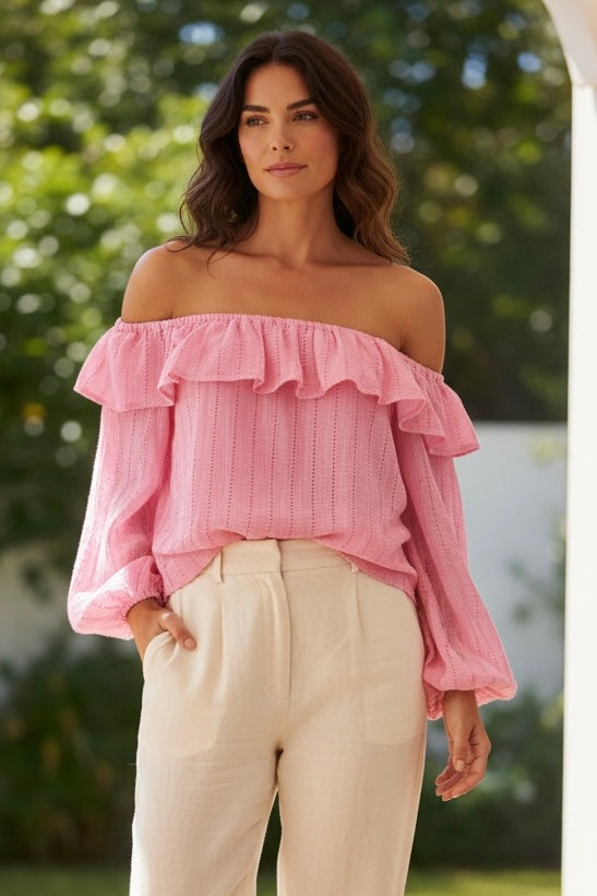 Ersilia Bardot Top Pink