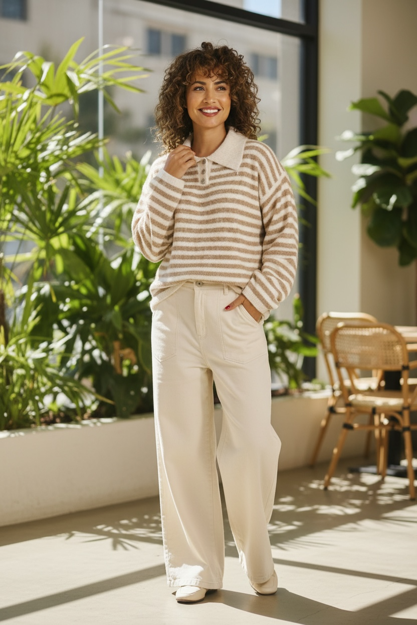 Stella Stripe Jumper Camel