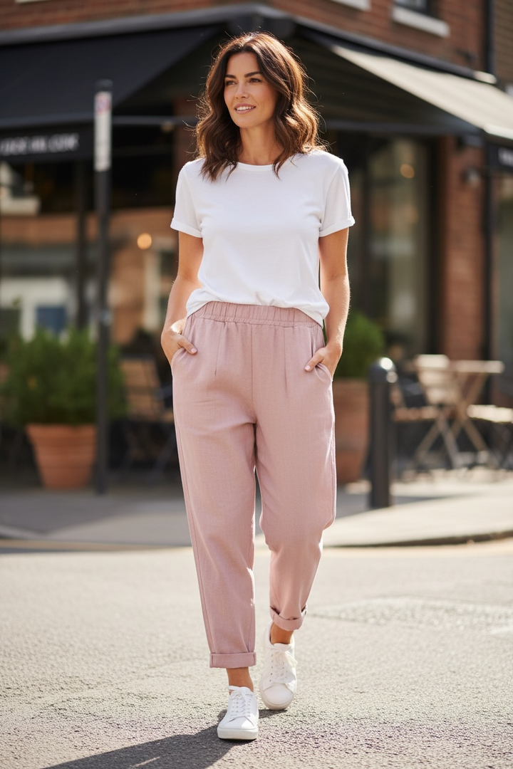 Marnie Barrel Leg Trousers Pink