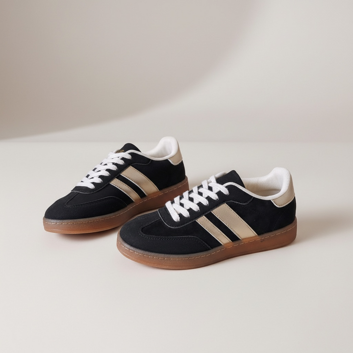 Romy Suede Trim Trainers Black/Gold