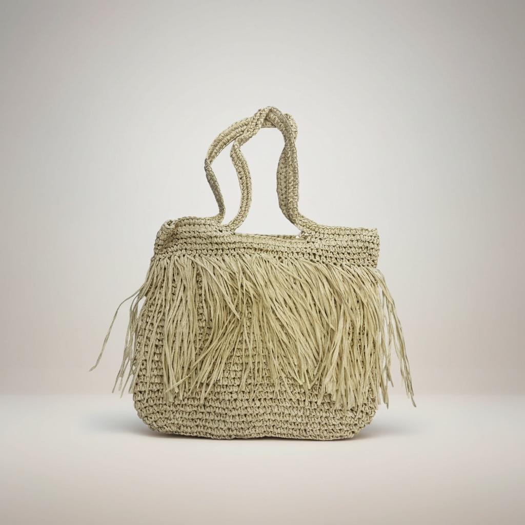 Hand Woven Raffia Bag Cream
