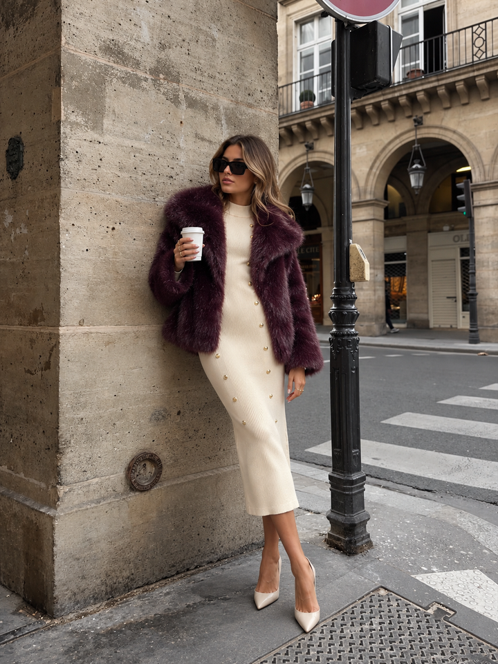 Farah Faux Fur Jacket Wine