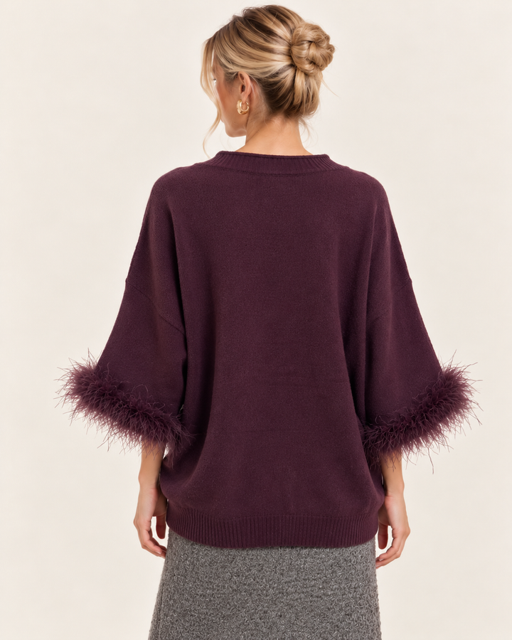 Amorette Faux Feather Jumper Damson