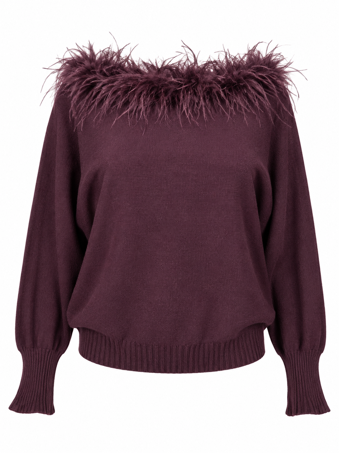 Faux Feather Luxe Jumper Mulberry