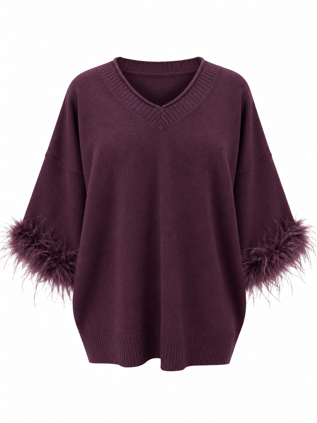 Amorette Faux Feather Jumper Damson