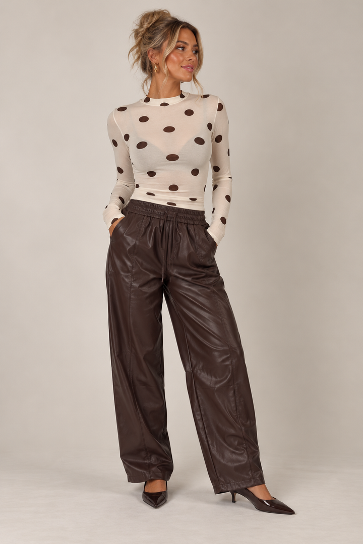 Knoxlee Pleather Trousers Chocolate