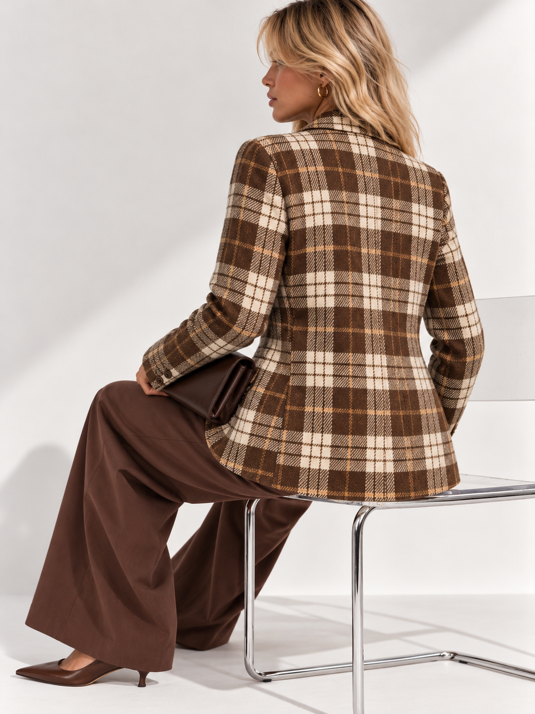 Sabina Checked Blazer Chocolate