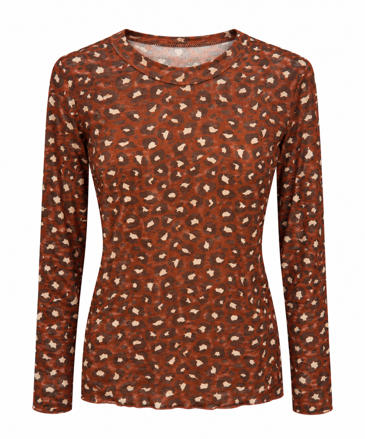 Leopard Print Cashmere Top Rust