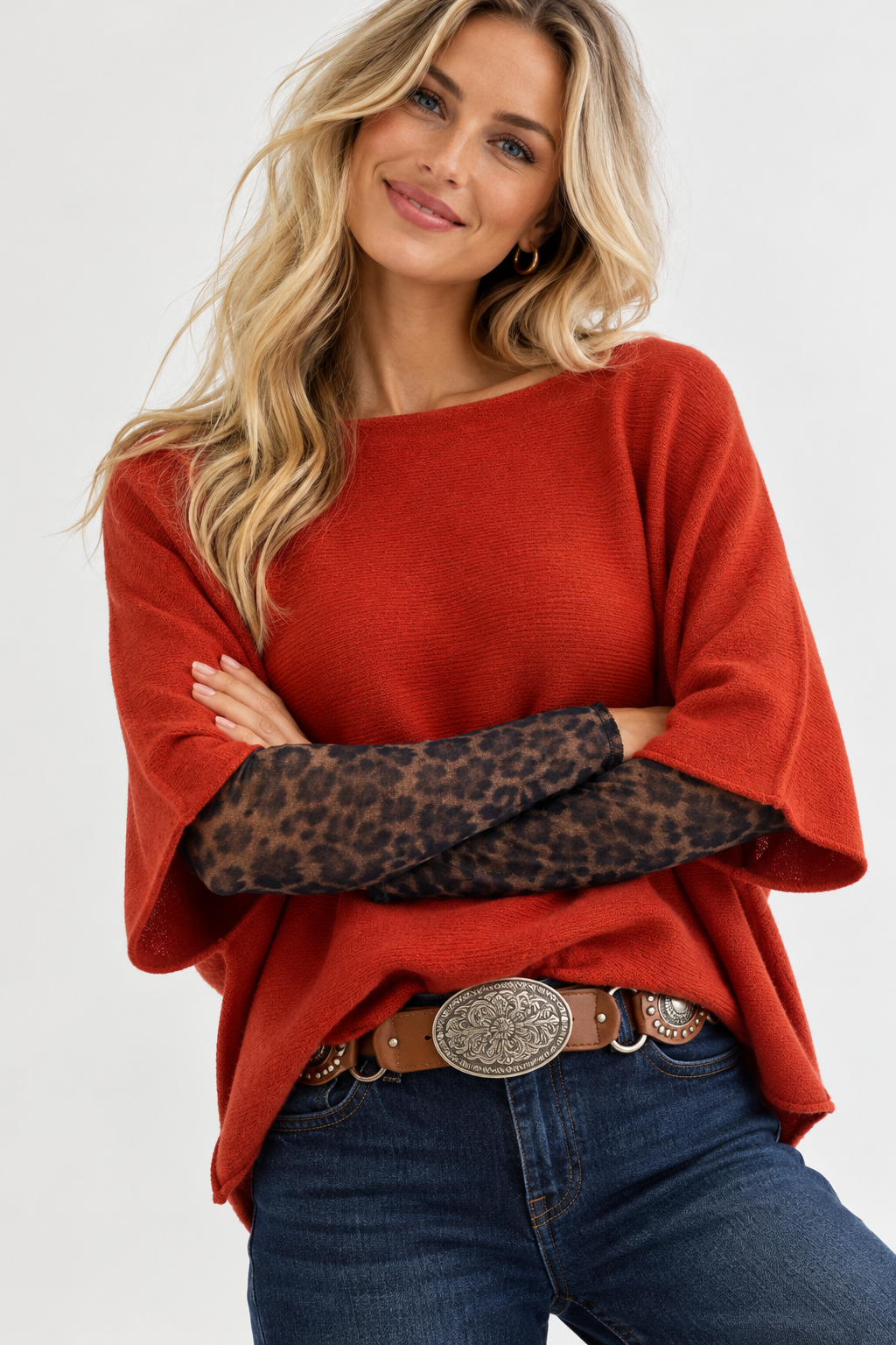 Leopard Print Cashmere Top Chocolate