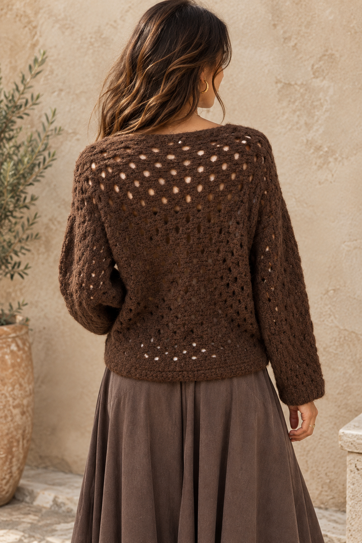 Cora Open Knit Jumper Chocolate