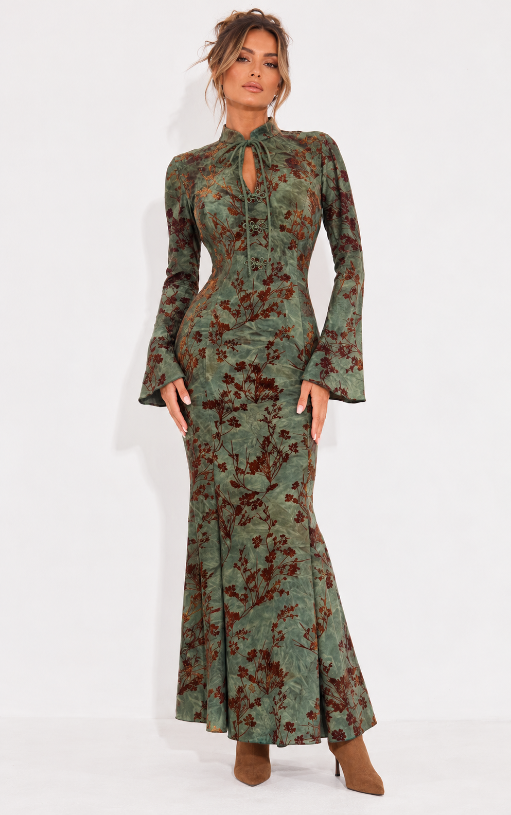 Oriental Blossom Dress Dark Moss – Goose Island