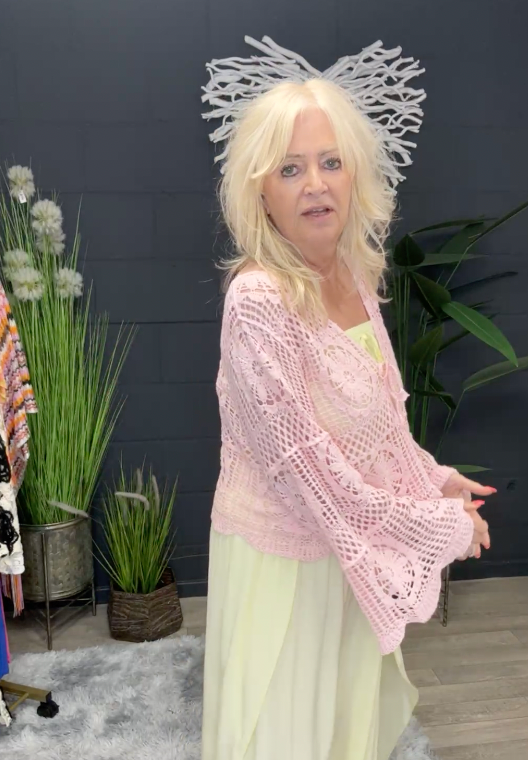 Jessy Tie front Cardigan Pink