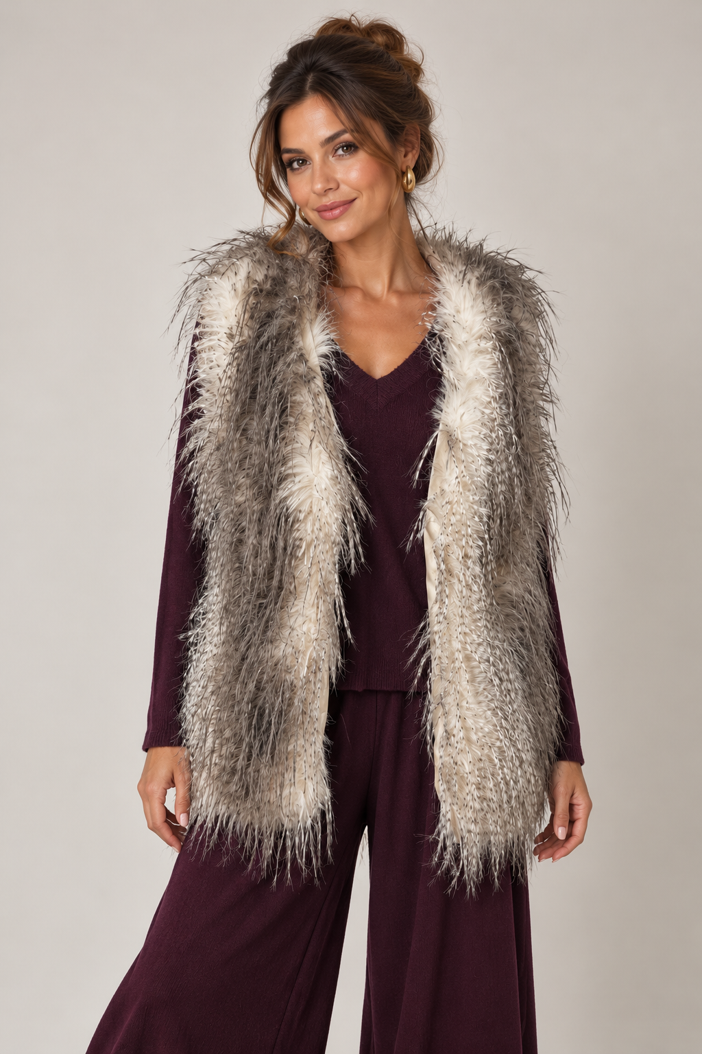 Emmalyn Two Tone Faux Feather Gilet