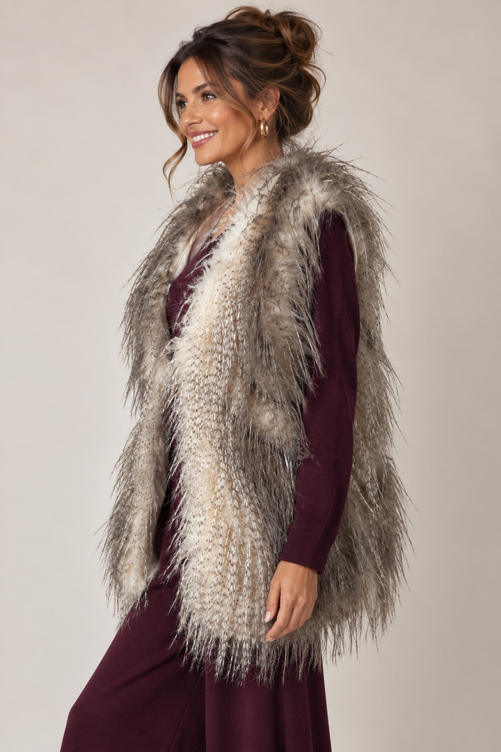 Emmalyn Two Tone Faux Feather Gilet