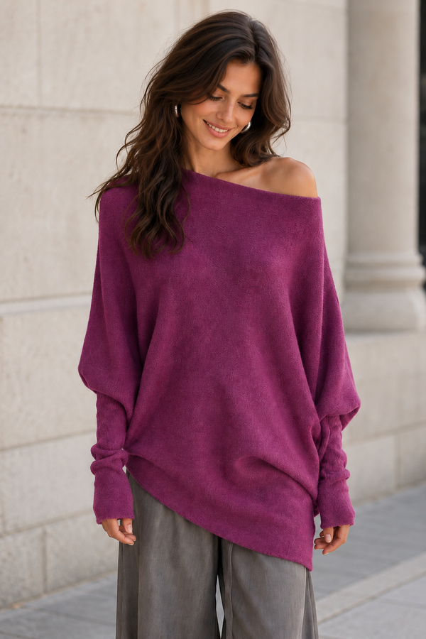 Isabella Asymmetric Top Plum