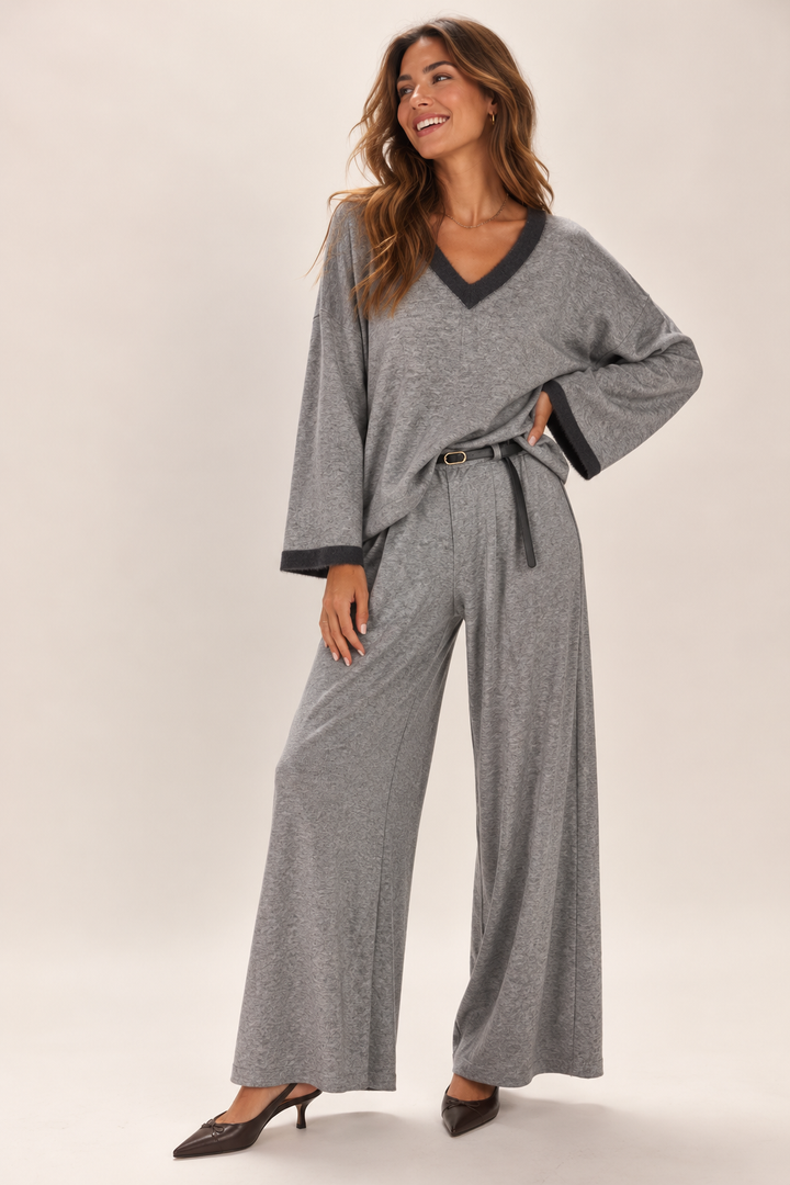 Cassidy V-Neck Co-Ord Grey
