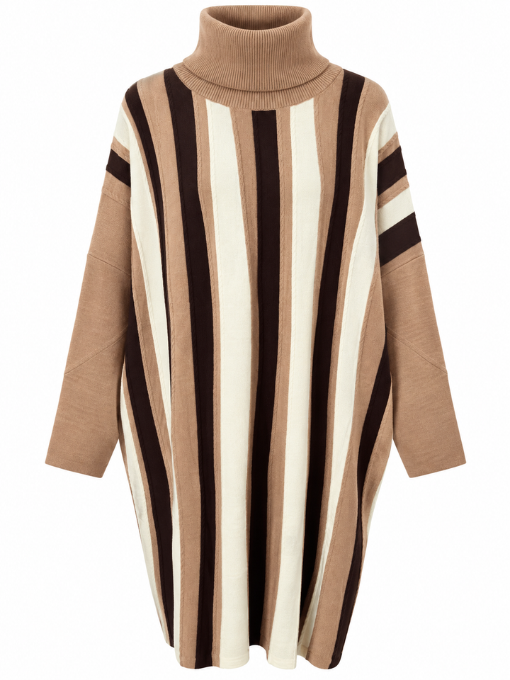 Selene Stripe Roll Neck Tunic Latte