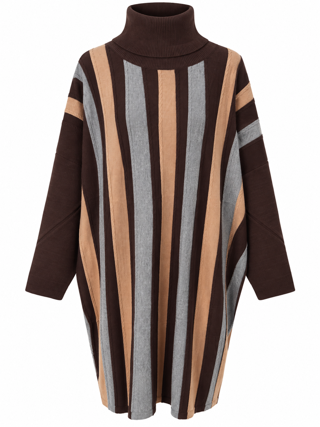 Selene Stripe Roll Neck Tunic Chocolate