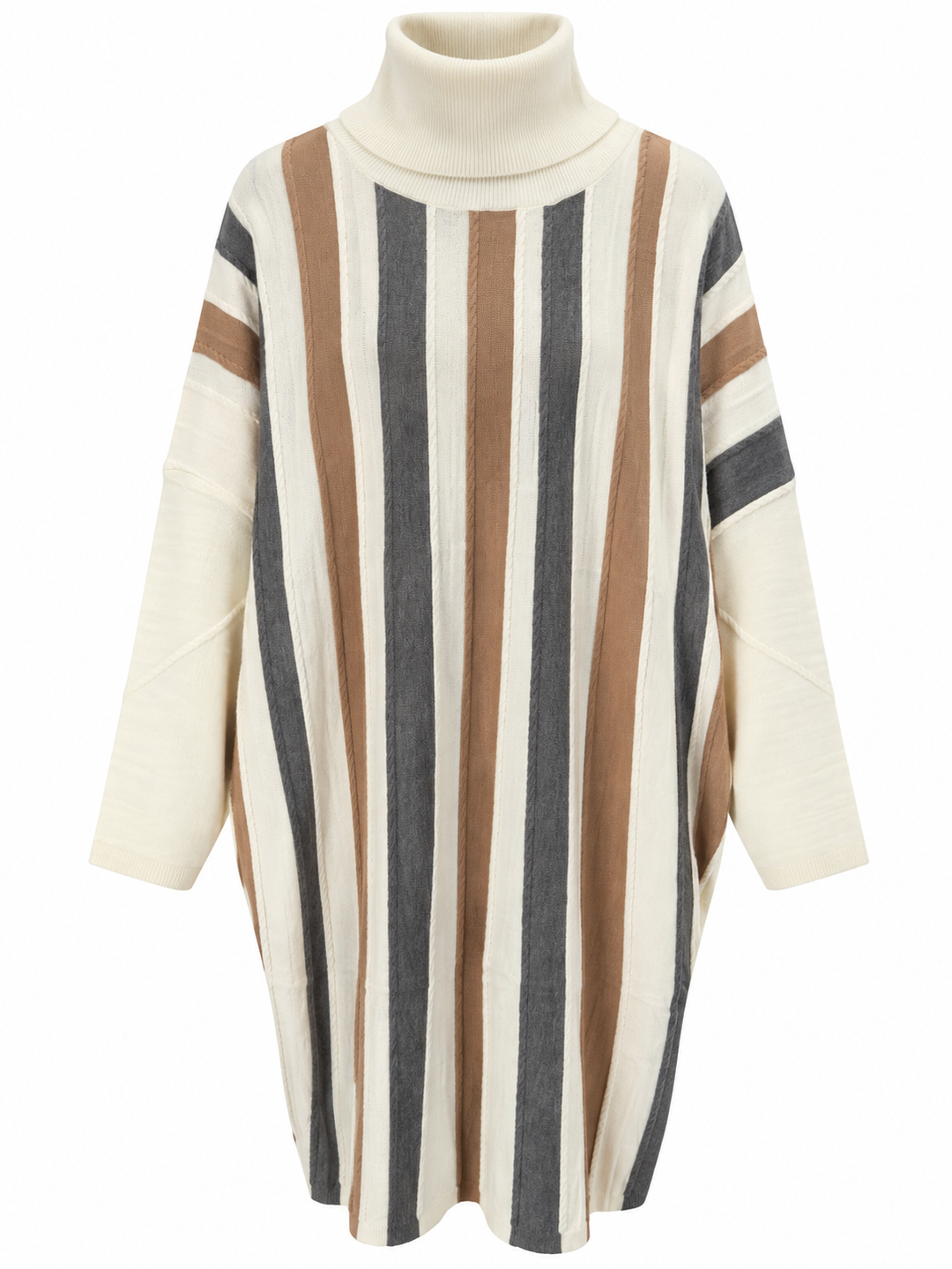 Selene Stripe Roll Neck Tunic Cream