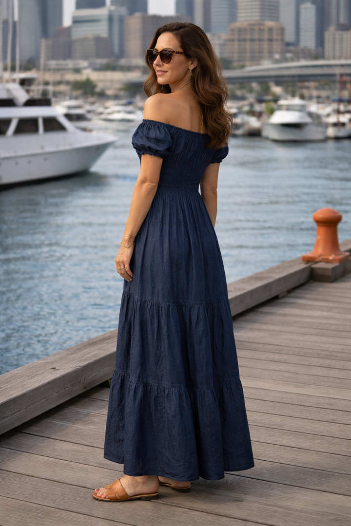 Devika Gypsy Dress Dark Denim